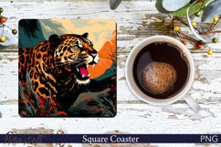 Leopard Square Coaster | Animal PNG | Big Cat Product Image 1