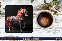 Unicorn Square Coaster | Mythical Animal | Sparkling Design Product Image 1