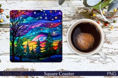 Christmas Square Coaster | Stained Glass Winter Product Image 1