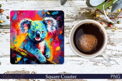Koala Square Coaster | Wild Animals Design PNG Product Image 1