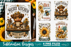 Sunflower Kitchen Towels PNG Sublimation Designs 4 Files Product Image 2