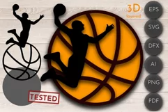 Basketball 3D Layered SVG, Sports Laser Cut File, wall art Product Image 1