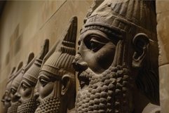 Detailed view of mesopotamian relief sculptures depicting de Product Image 1