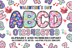 Valentine Alphabet Clip Art, valentines day letters doodle Product Image 1