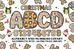 Christmas Alphabet png clipart, christmas doodle letters Product Image 1