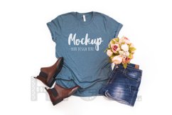 Tshirt Mockup Bella Canvas 3001 Heather Slate Tshirt Mockup Product Image 1