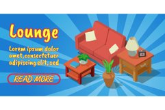 Lounge concept banner, comics isometric style Product Image 1