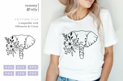 Flower Elephant No.3 SVG Cut File for Cricut and Silhouette Product Image 2