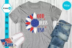 God Bless USA Svg, Patriotic Sunflower Svg Product Image 1