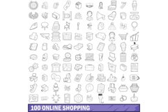 100 online shopping icons set, outline style Product Image 1
