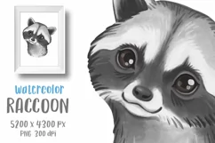 Watercolor animals Raccoon graphics Woodland baby animals Product Image 1