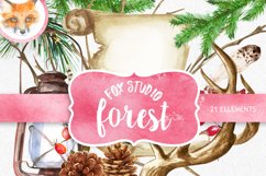 Watercolor clipart. Forest mood. Hand Drawn Christmas Product Image 1