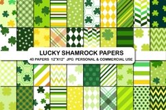 St Patricks Shamrock Pattern Digital Papers Set Product Image 1