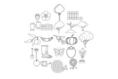 Garth icons set, outline style Product Image 1