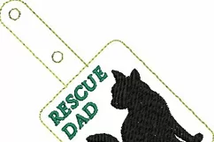ITH Rescue Dad Cat Vinyl Key Fob or Bag Tag - Snap Tab Machine Embroidery Product Image 2