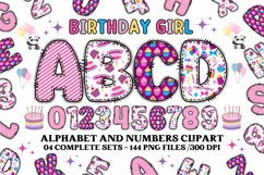 Birthday Girl Alphabet, birthday girl letters doodle clipart Product Image 1
