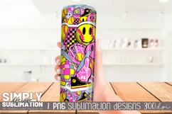 Pink Retro Softball 20 oz Tumbler Wrap | Png Product Image 2