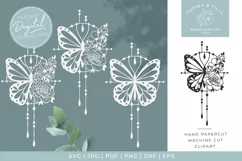 Butterfly Pattern x 3 - SVG DXF PNG EPS JPG PDF Cutting Product Image 1