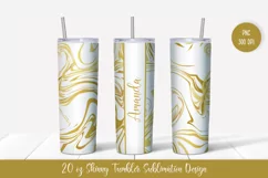 20oz Skinny Tumbler Sublimation Design. Gold Marble v.2 Product Image 1