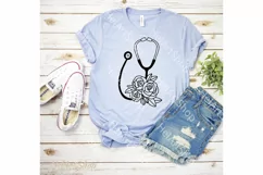 Floral stethoscope svg, nurse svg, medical svg Product Image 2