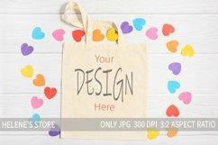 Valentines Day tote bag Mockup, tote mock up colorful hearts Product Image 1