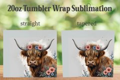 Highland Cow 20oz Tumbler PNG, Floral Highland Cow Tumbler Product Image 2