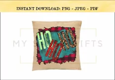 Ho Ho Ho Merry Christmas With Buffalo Plaid Print PNG Product Image 2