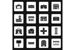 City infrastructure items icons set squares vector Product Image 1