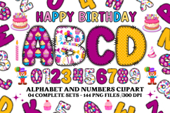 Happy Birthday Alphabet, birthday letters doodle clipart Product Image 1