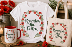 Remember the Fallen Poppy Wreath PNG | Remembrance Day Product Image 1
