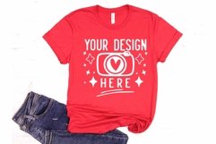 Bella Canvas 3001 Heather Red Mockup, Unisex Tshirt Mockup Product Image 1