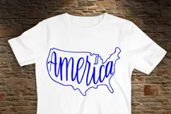 America SVG with US outline | Patriotic SVG | 4th of July Product Image 2