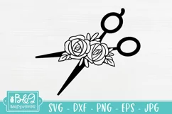 Pretty Floral Scissors SVG | Hairdresser SVG Product Image 1