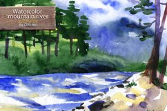 Watercolor mountain river Product Image 1