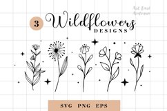 3 Wildflowers designs svg, Floral svg, Wildflower svg Product Image 1