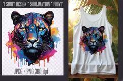 Bright watercolor Black Panther,transparent PNG/JPEG Product Image 1