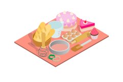 Tea day concept banner, isometric style Product Image 1