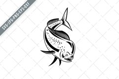 Mahi-mahi or Common Dolphinfish Diving Down Retro SVG Product Image 1
