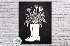 Flowers Wellies Rain boots svg dxf laser paper cut out files Product Image 1