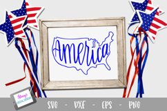 America SVG with US outline | Patriotic SVG | 4th of July Product Image 1