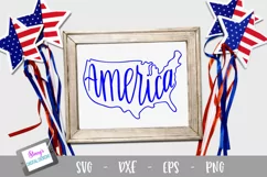 America SVG with US outline | Patriotic SVG | 4th of July Product Image 1
