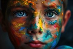 Vibrant child with colorful face paint Product Image 1