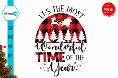 Buffalo Plaid Christmas Svg, Most Wonderful Time Of The Year Product Image 2