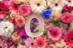 Letter O with Colorful Flowers Background Wallpaper Product Image 1