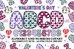 Valentine Alphabet Clip Art, valentines day letters doodle Product Image 1