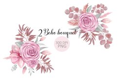 Watercolor Floral Boho Clipart | Floral Frame Clipart Product Image 2