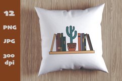 Cactus Sublimation ClipArt. Bookshelf and cactus Product Image 2