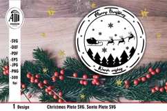 Christmas Plate SVG. Santa plate SVG cut file. Product Image 1