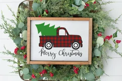 Buffalo Plaid Vintage Truck SVG DXF PNG Cut File Product Image 1
