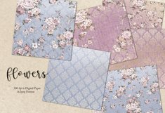 Valentines Gold Flowers Digital Paper Product Image 1